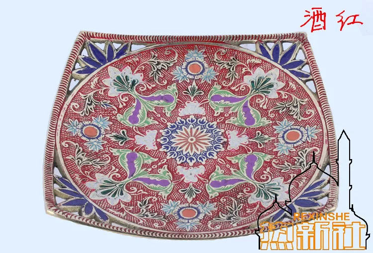 Индийский Пакистан медная бронза ручная резьба окрашенные фрукты конфеты