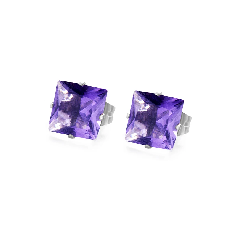 8MM Stainless Steel Women Stud Earring Square Zircon Crystal Small Sets Hot Sale N20 | Украшения и аксессуары