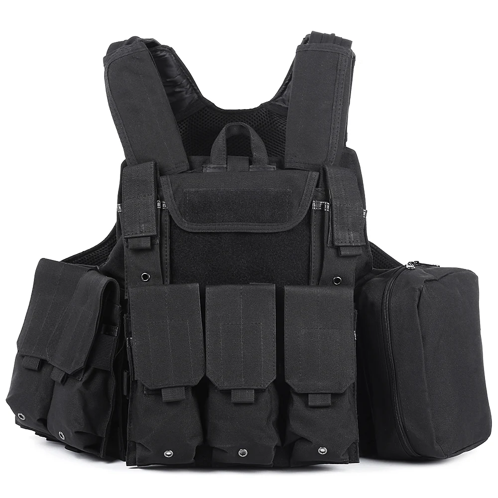 black Охотничий Тактический Жилет с множеством карманов военный Molle Plate Carrier для мужчин страйкбол охота черный камуфляж жилет - Цвет: black