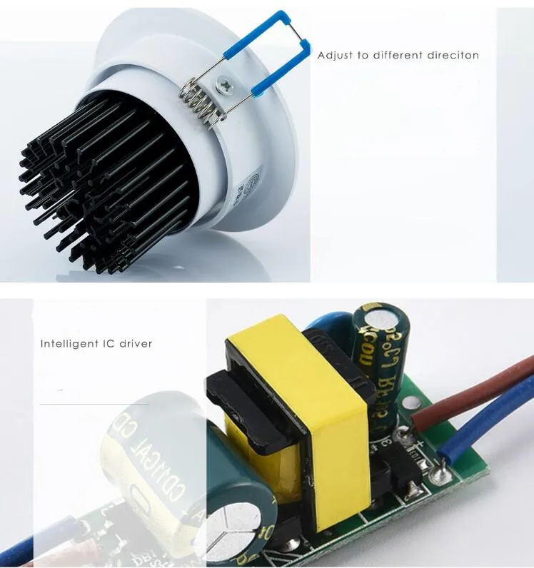 1 шт. Сверхяркие рекламные щиты, ac85-230V светодиодный COB СИД dimmable СИД вниз светильник s, 3 Вт, 5 Вт, 7 Вт, 9 Вт, 12 Вт, 15 Вт, Светодиодный точечный потолочный светильник