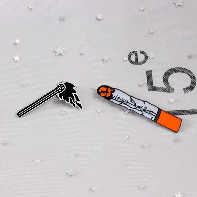 Мужские броши в стиле панк эмалированные значки для сигарет спичек значков