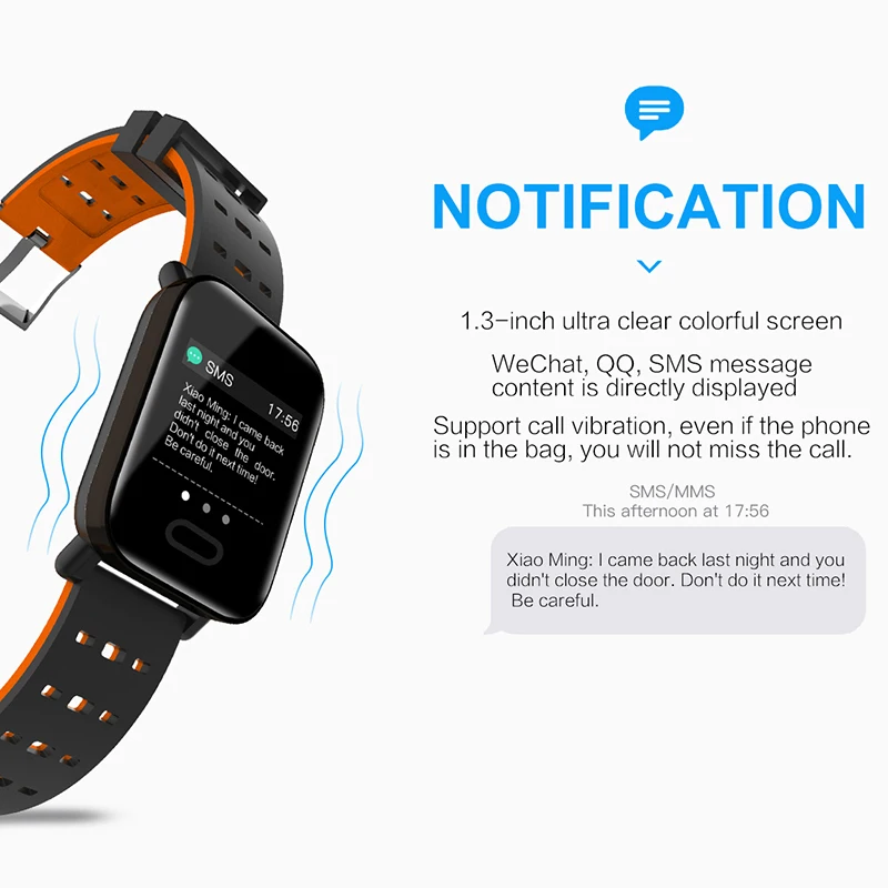 Смарт браслет A6 водонепроницаемый шагомер фитнес трекер пульсометр кровяное