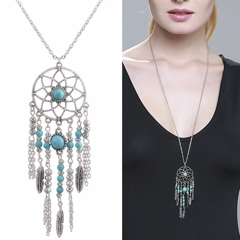 N187 богемное длинное ожерелье на цепочке ожерелья с подвесками в виде цветов и