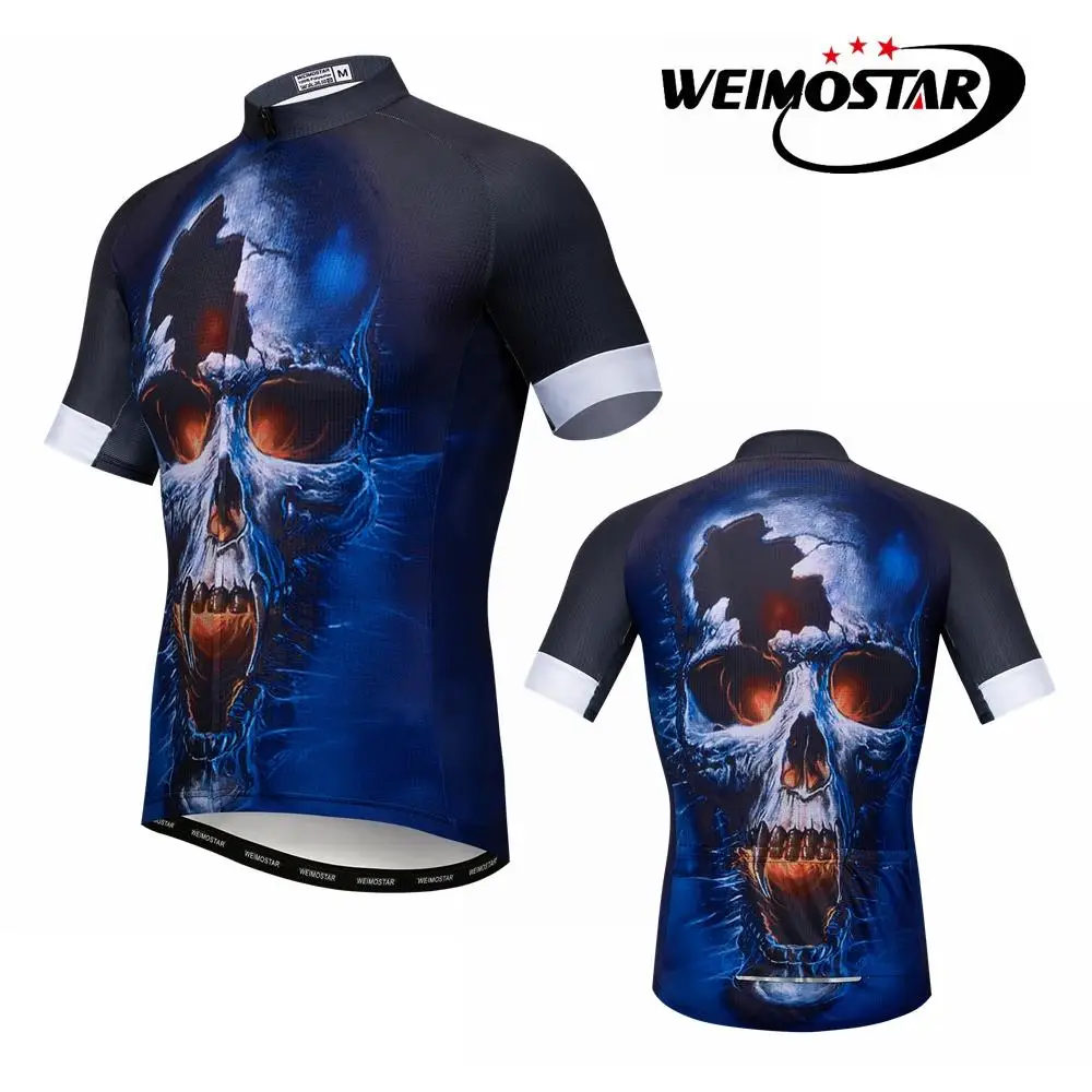 

Weimostar Summer Cycling Jersey Shirt Skull Blue quick dry Men Riding Ropa ciclismo mtb Bike Jersey Maillot Bicycle Clothing