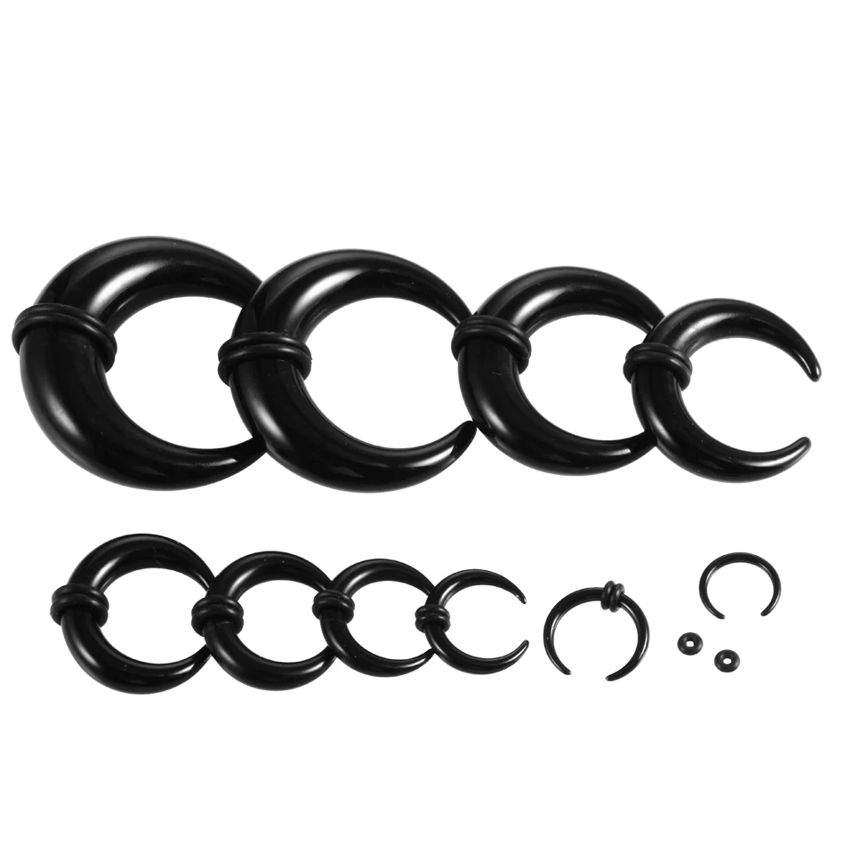 2pcs/lot Acrylic C Sahpe Buffalo Ear Pincher Septum Rings Piercing Ear Taper Stretcher with O-Rings Jewelry 1.6mm-14mm images - 6