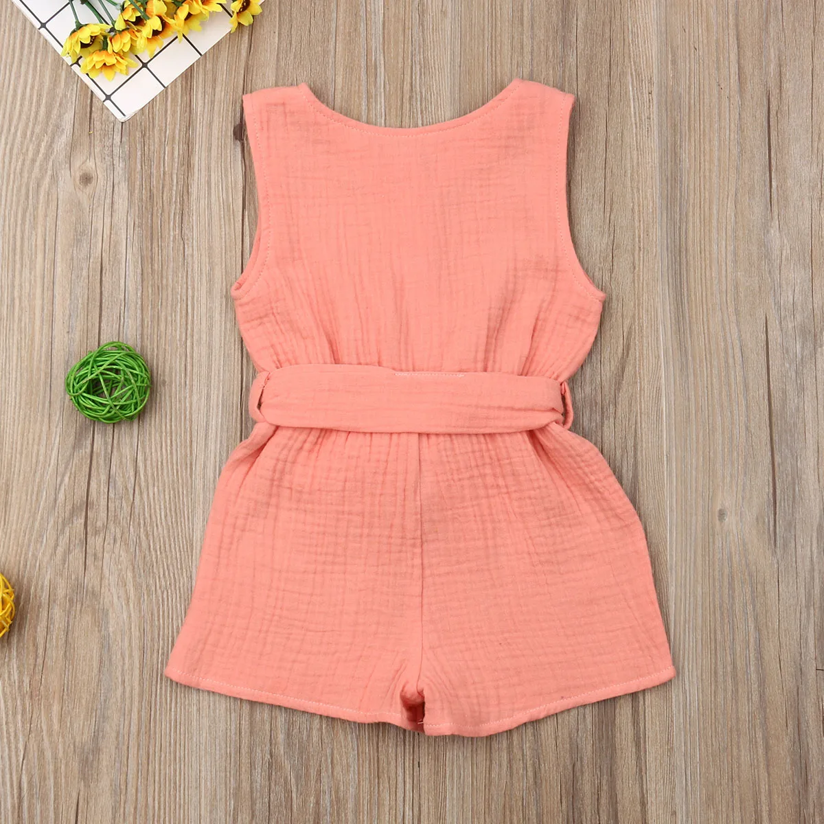 Летняя одежда для маленьких девочек комбинезон без рукавов новорожденных милый