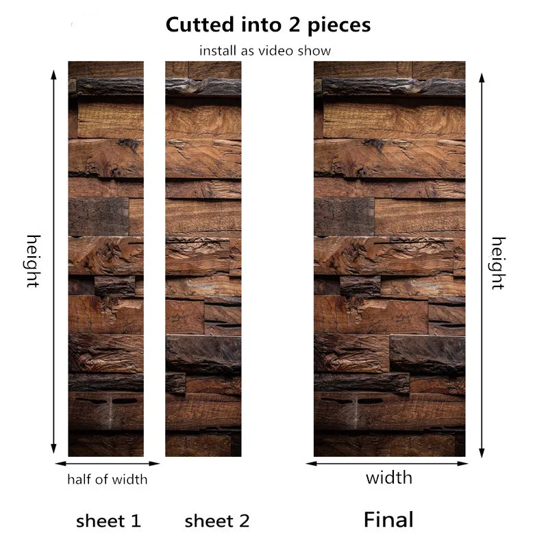 023-cutted into 2pcs Наклейки на дверь в скандинавском стиле, простые 3D визуальные декоративные наклейки на дверь для гостиной, ванной комнаты, обои с естественным пейзажем - Цвет: 023-cutted into 2pcs
