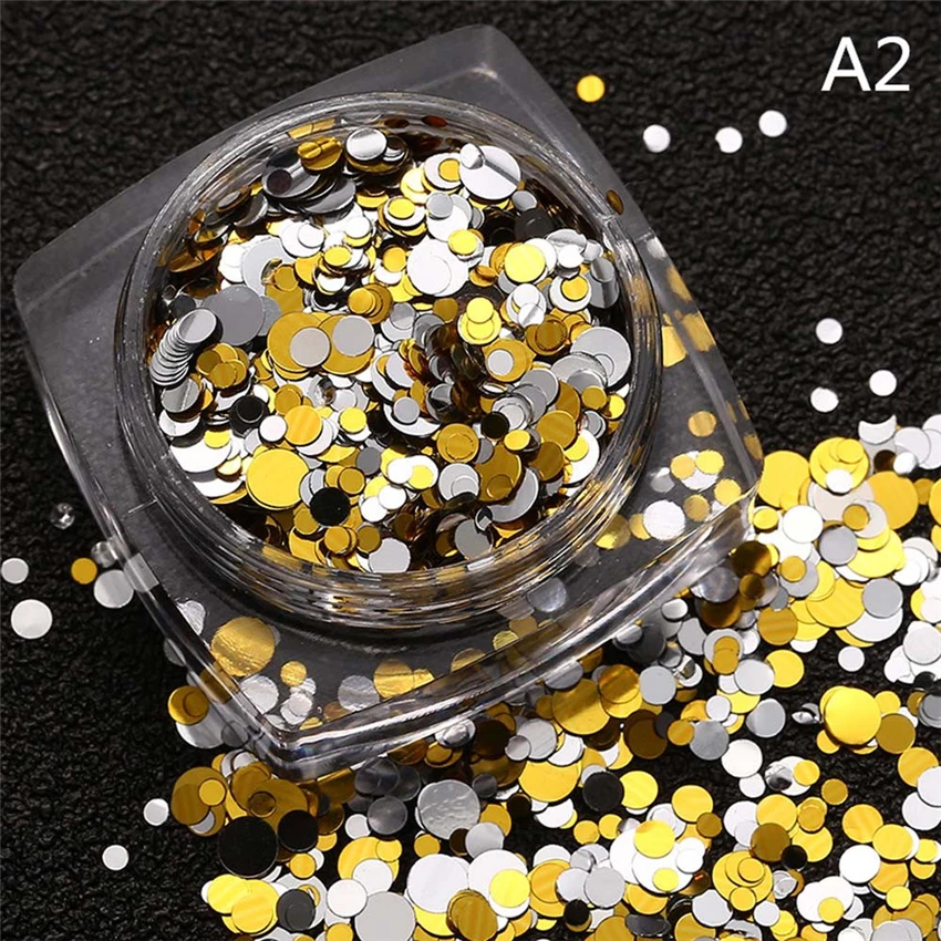 B Nail foil 1.5g Hot Fashion Mixed Mini Round Thin Nail Art Glitter Paillette Nail Tip Bottle Gel adesivi unghie 0108 X0424 1 10 - Цвет: B