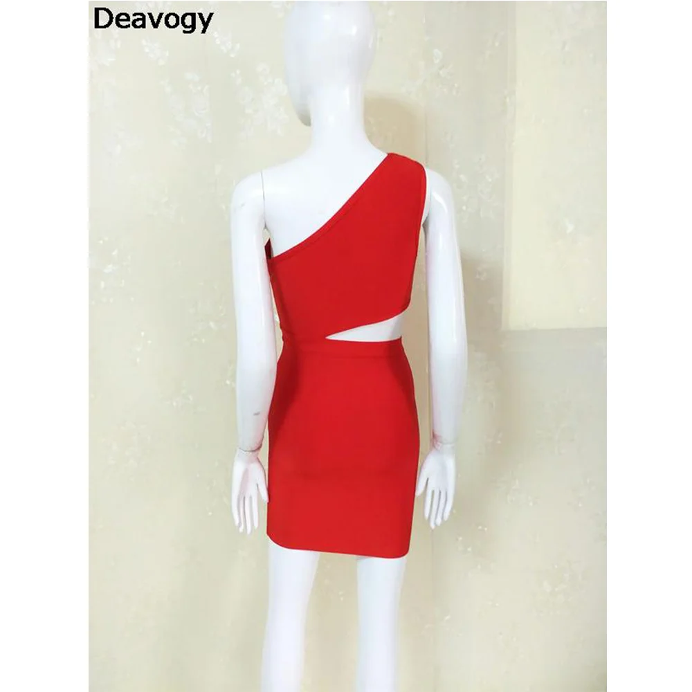 Deavogy Новинка 2017 года Для женщин Черный красный белый цвета одно плечо Bodycon