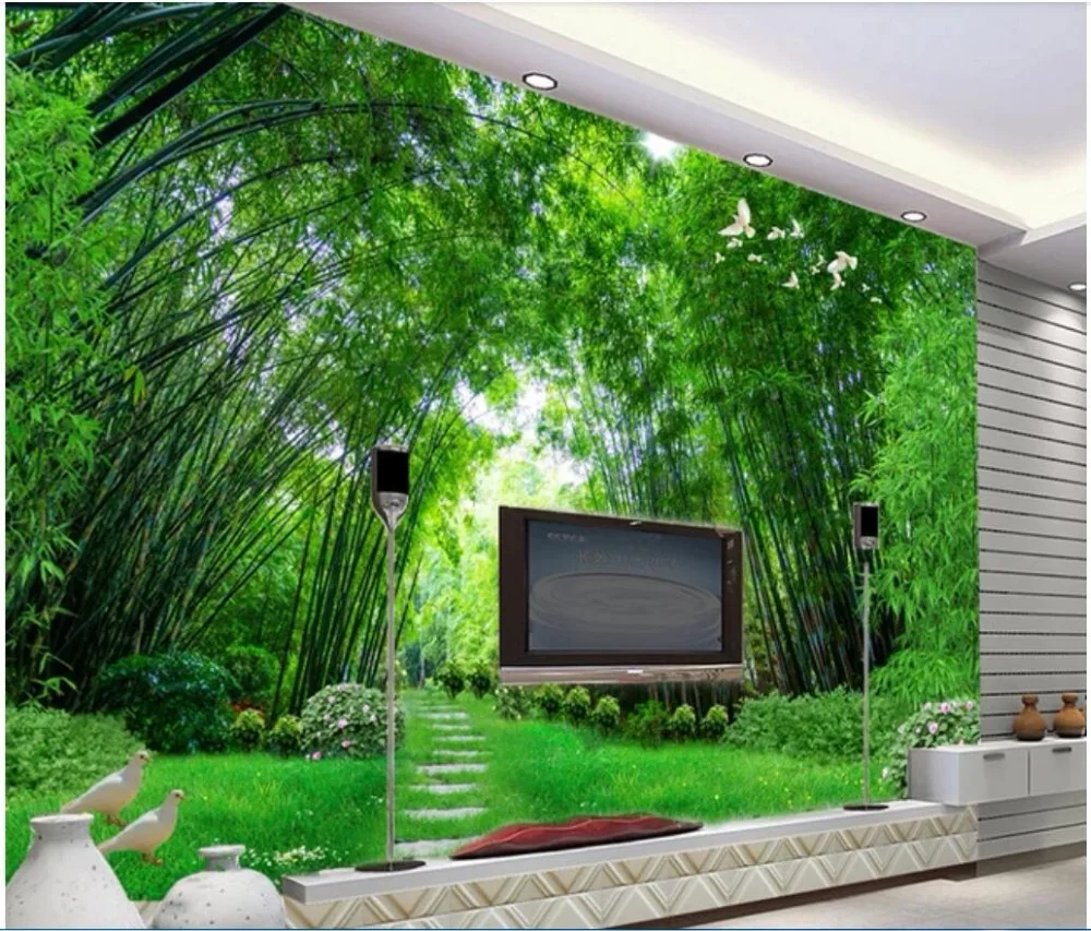 3d обои на заказ фотообои с изображением бамбукового леса тропа домашний декор