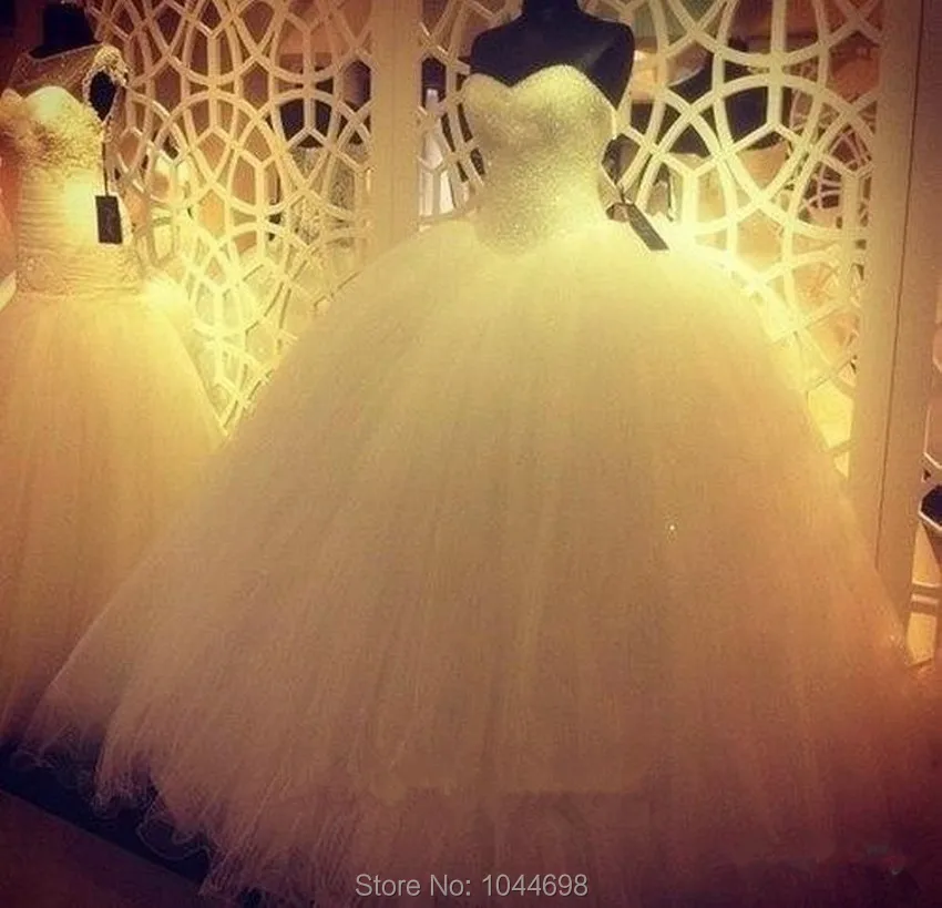 Vestido De Noivas Luxury Crystal Vintage Wedding Dress 2017 Sexy Sweetheart Lace Up Beading Ball Gown Plus Size | Свадьбы и