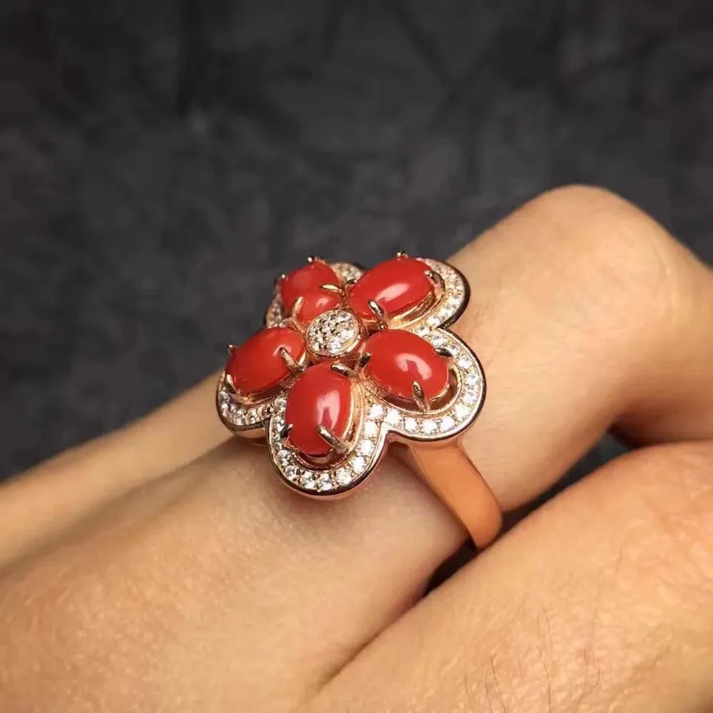 

KJJEAXCMY fine jewelry Silver inlaid with natural ruby ring jewelry