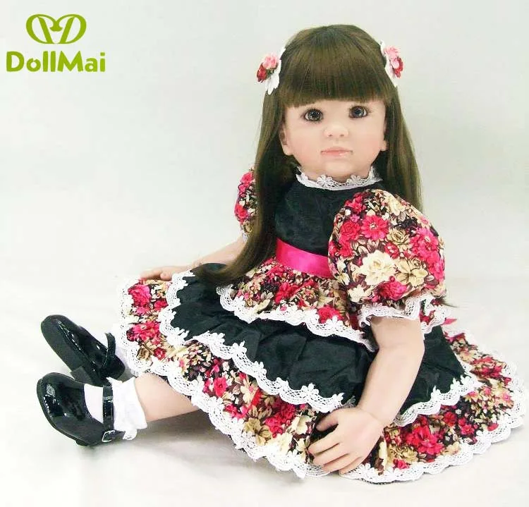 

Силиконовая кукла Новорожденные игрушки 60 см Виниловая Кукла Принцесса малыш с красивым платьем подарок на день рождения подарок для девоч...