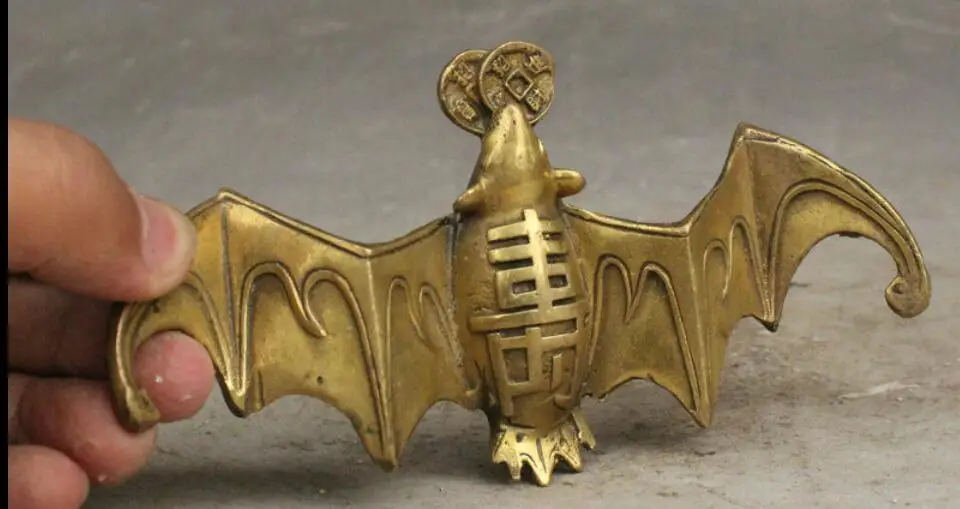 Китайский латунный по феншуй монета богатства BiXie животное летучая мышь летучие