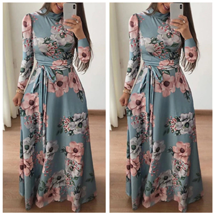 Женское платье-макси с цветочным принтом длинное пляжное платье в стиле бохо