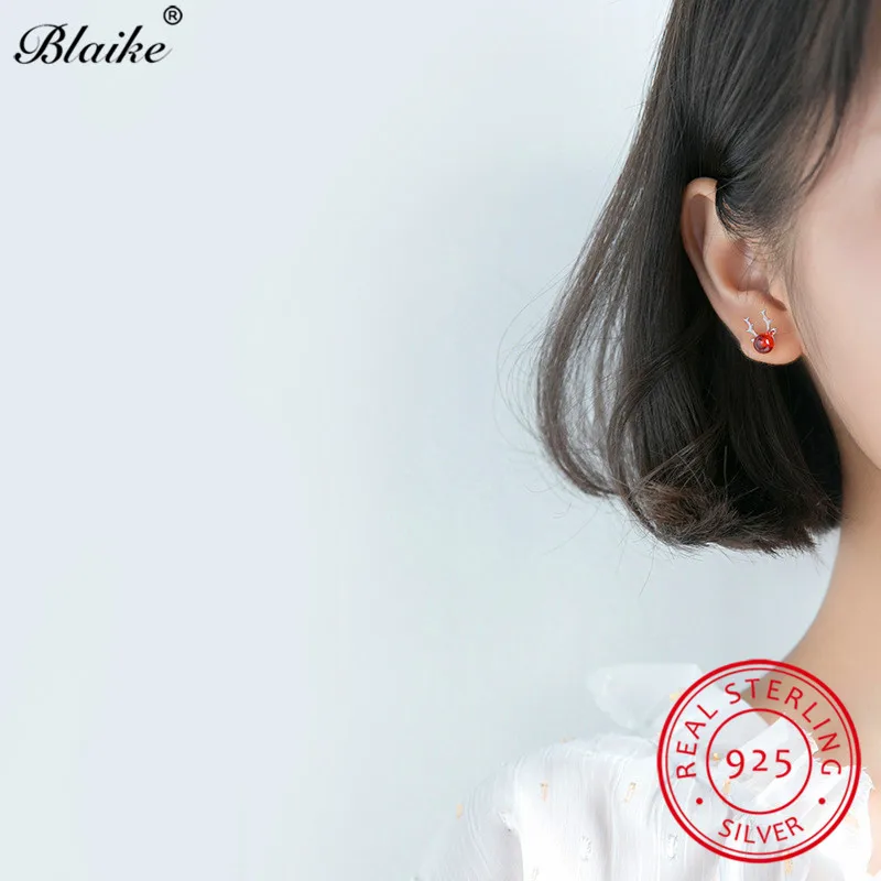 Женские серьги-гвоздики Blaike милые серьги с красными кристаллами из