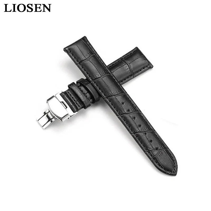Ремешок LIOSEN из натуральной кожи для часов черный коричневый браслет с застежкой