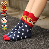 1pairs women lovely cartoon socks autumn winter fashion owl patterned sock ladies and womans colorful funny cotton socks female