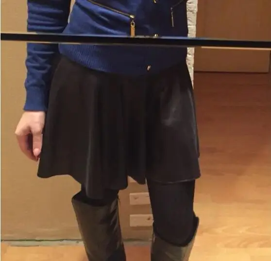 Женская летняя мини юбка с завышенной талией из искусственной кожи|solid color skirt|flared