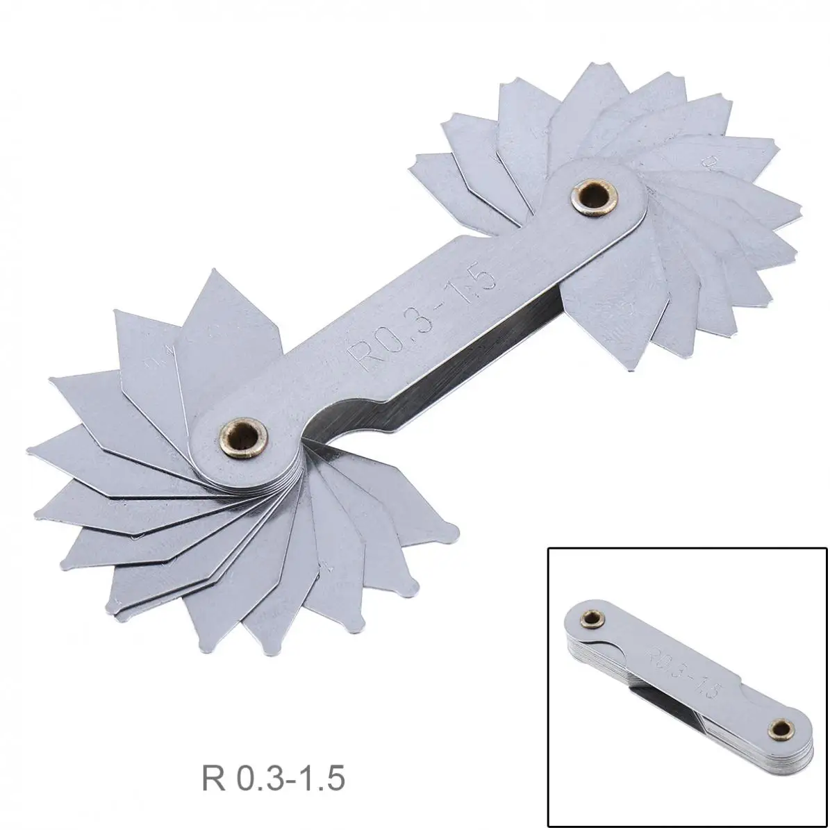 

26 шт./компл. R0.3-1.5A7C16 высокая точность нержавеющая радиус Gauge Образец Датчик с 0,3-1,5 лезвия диапазон для промышленных измерений