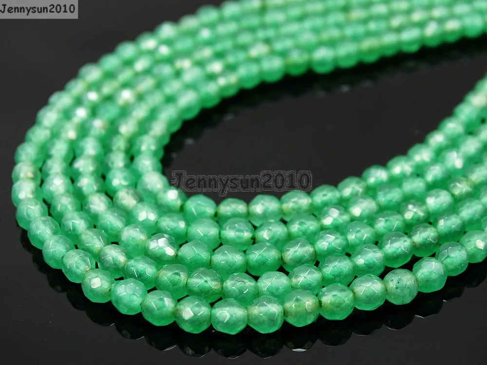 

Natural Ja-de Green Gems Stones 4mm Faceted Round Spacer Loose Beads 15'' Strand for Jewelry Making Crafts 5 Strands/Pack