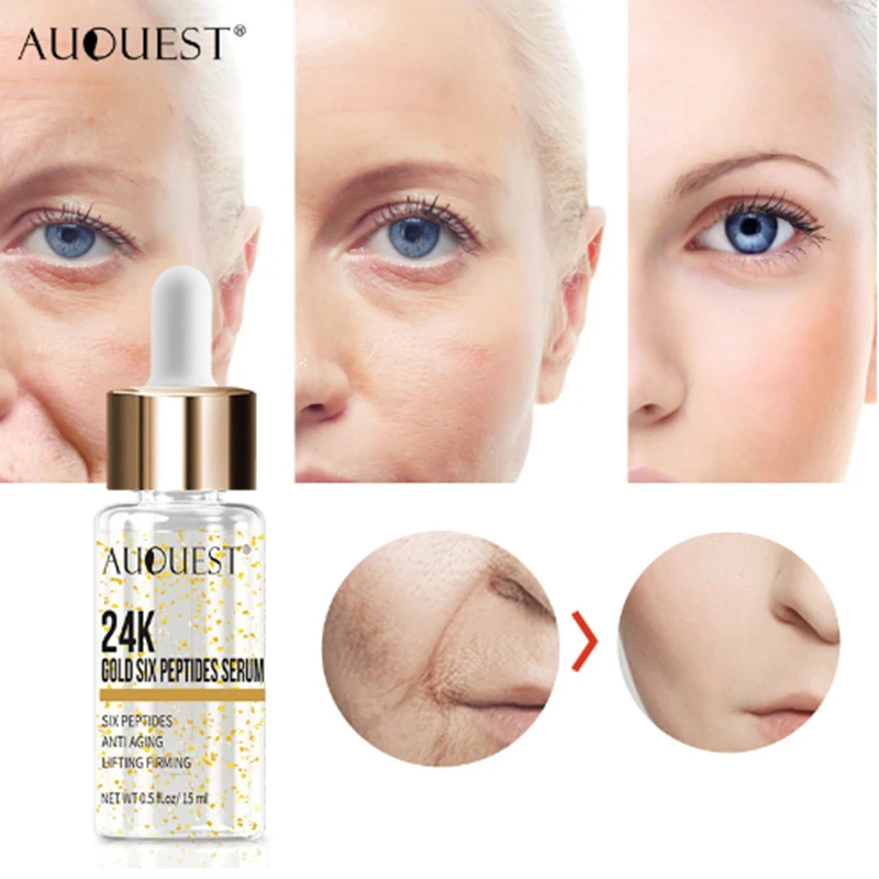 AuQuest Ageless Essence 24K Gold Six сыворотка с пептидами морщин Удаление лифтинга укрепляющий