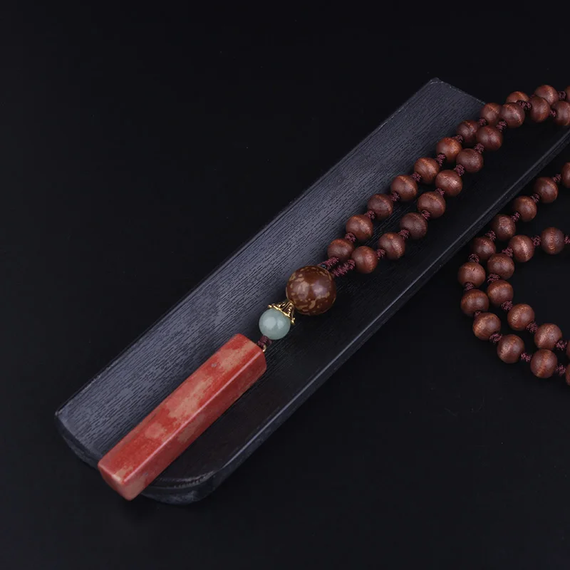 Природные камни красный кварц авантюрин квадратное этническое ожерелье