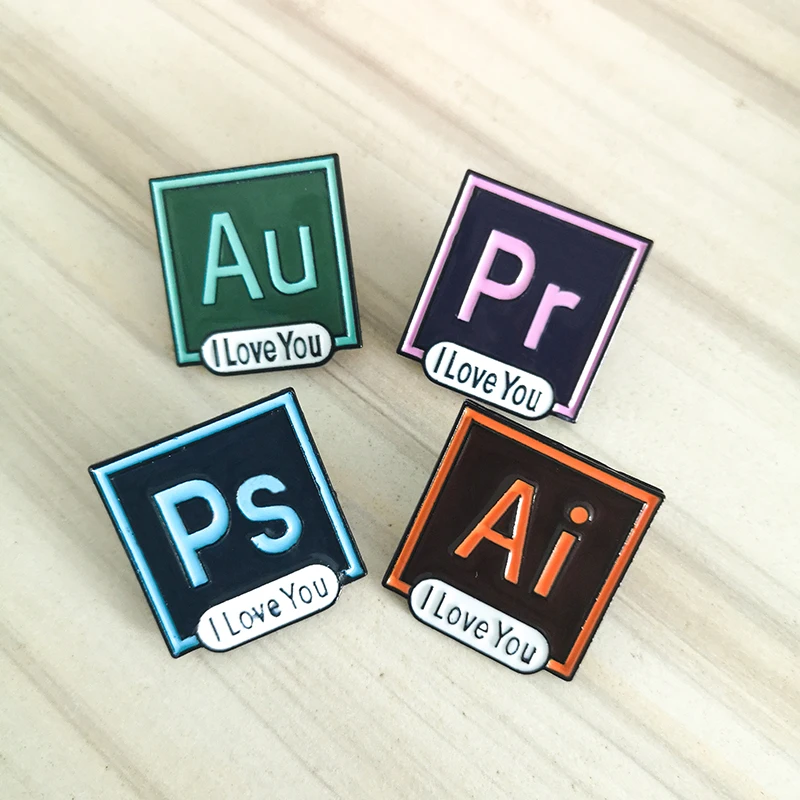 Веселые эмалированные значки на булавке для фотошопа AI PR AU от The Beatle броши из