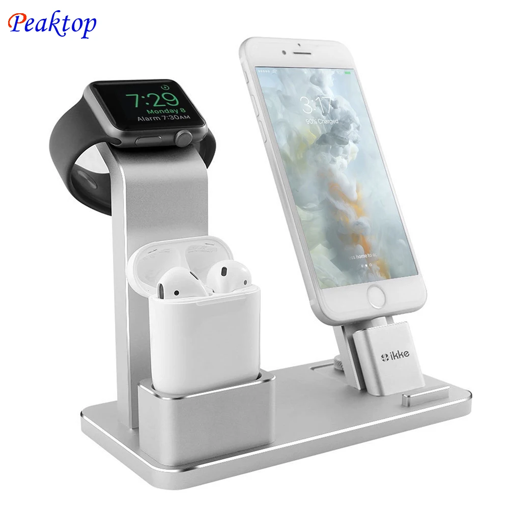 Peaktop зарядная док-станция Подставка держатель для AirPods IPad Air Mini Apple Watch iWatch 38 мм 42 мм iPhone X XR XS MAX 8 7 Plus