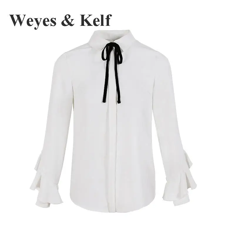 Weyes & Kelf повседневные женские блузки с длинным рукавом и галстуком бабочкой 2018