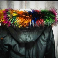 miara l 2018 high quality and hot sale fox hat tops rainbow colored super large raccoon fur collar custom color style fur collar