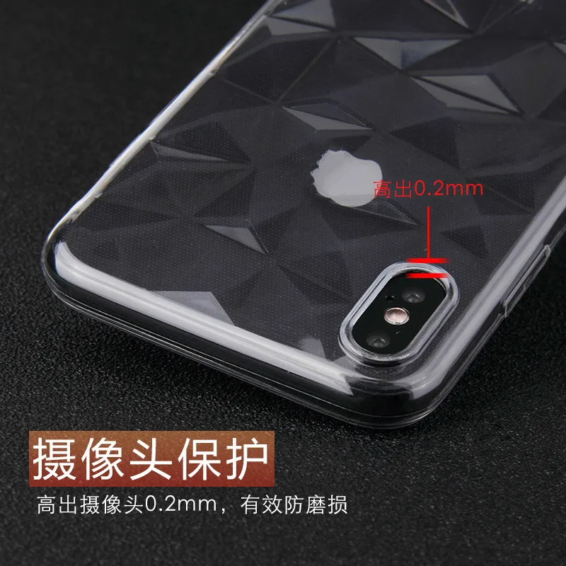 Блестящий Прозрачный чехол с алмазным рисунком для IPhone X XsMax 8 7 6 6s Plus мягкий из ТПУ