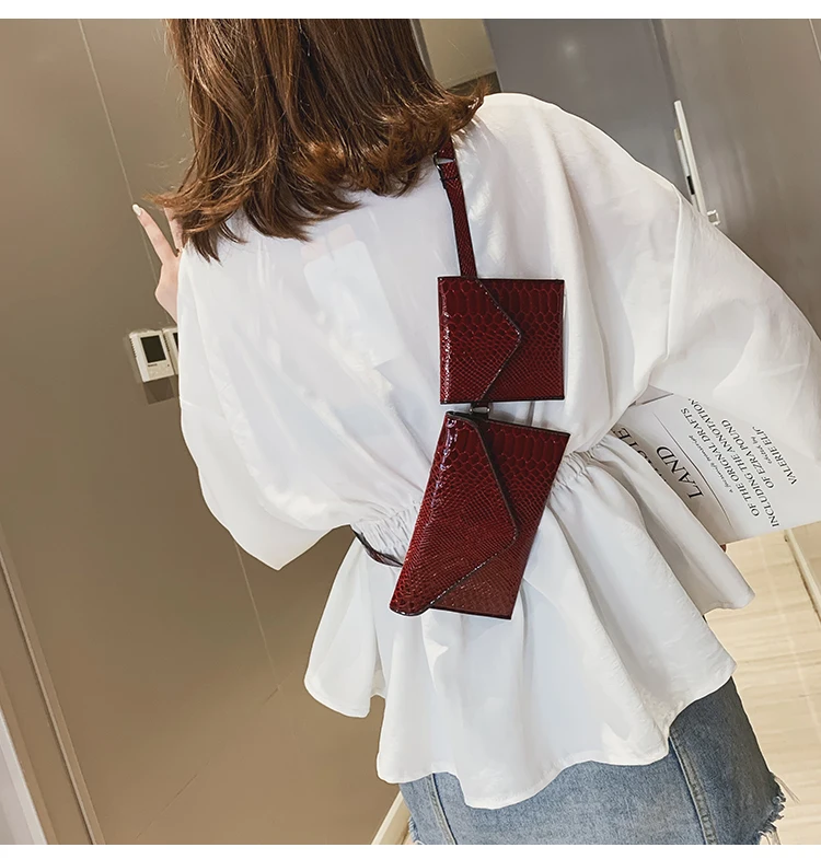 Fanny Pack для женщин поясная сумка кожаная модные Змеиный 2 шт. PU Сумка сумка на ремне нагрудная