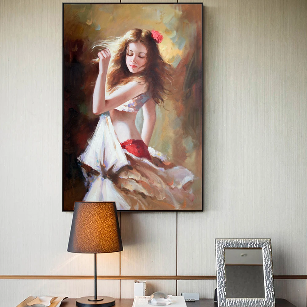 Девушка играет на скрипике холст Painitngs Романтический танцор современный