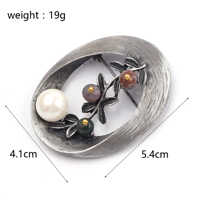 Антикварная брошь в виде цветка Винтажная из натурального камня с имитацией