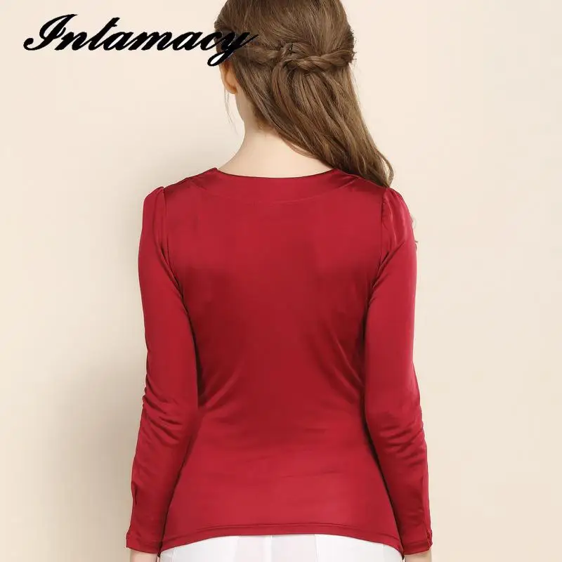 Шелковая трикотажная куртка с V-образным вырезом плиссированная футболка