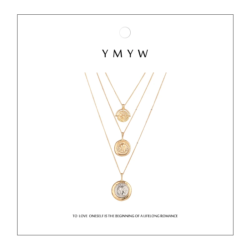 YMYW трендовый сплав цинка Многослойные резные Портретные золотистое круглое