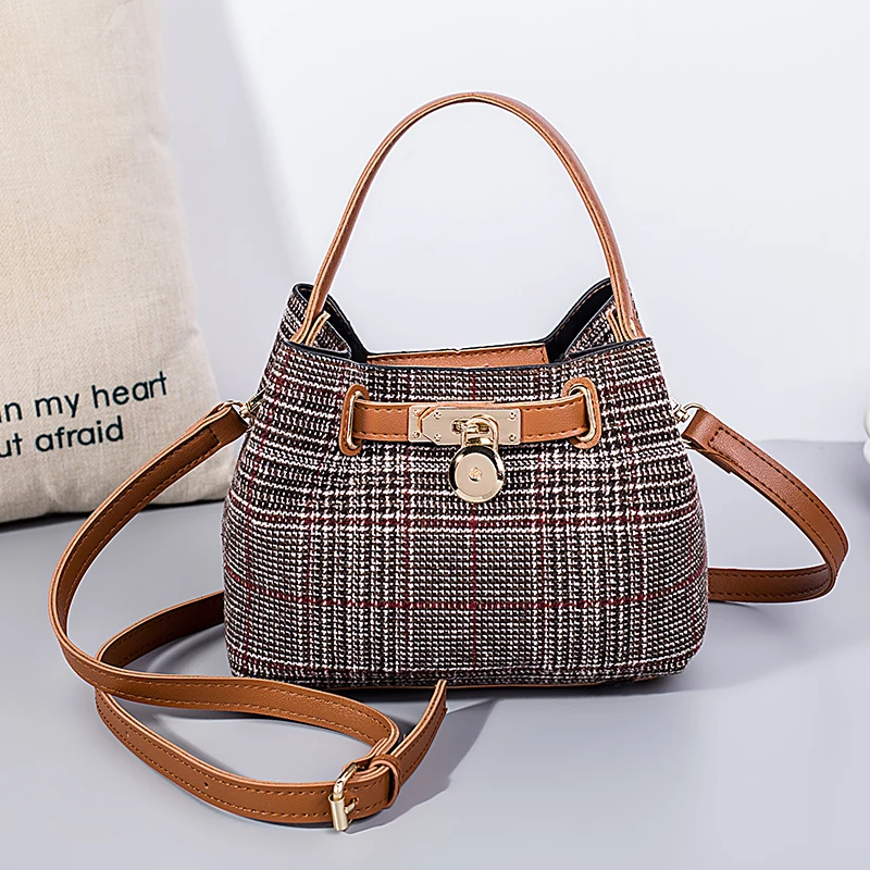 Модная сумка Для женщин Crossbody Курьерские Сумки Женский решетки узор сумки Винтаж