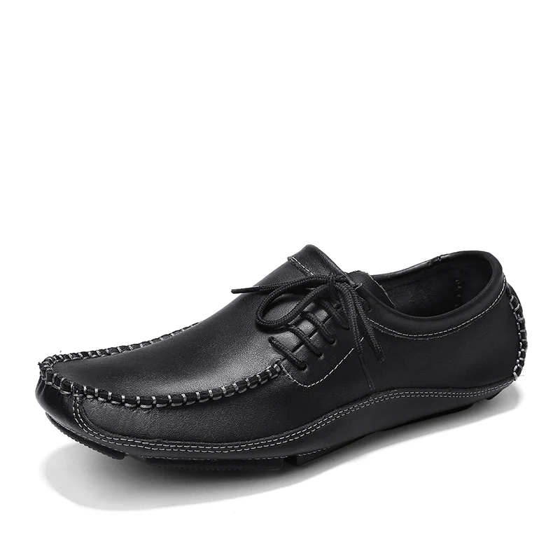 98661Black Genuine Leather Business Men Shoes Elegant Hand Sewing Comfortable Office Men Flat Mens Casual Shoes Lace Up 38-47 - Цвет: 98661Black