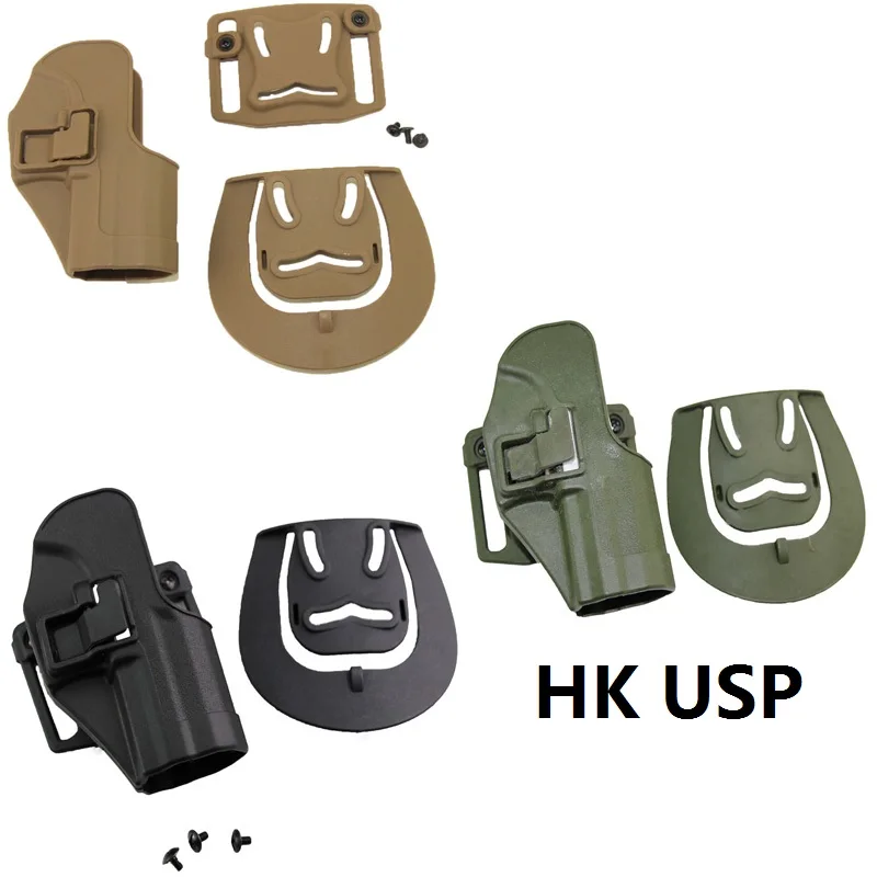 Охота Открытый Airsoft съемки аксессуары серпа CQC HK USP ремень Кобура полимер Черный Тан Зеленый кобуры пистолет охота