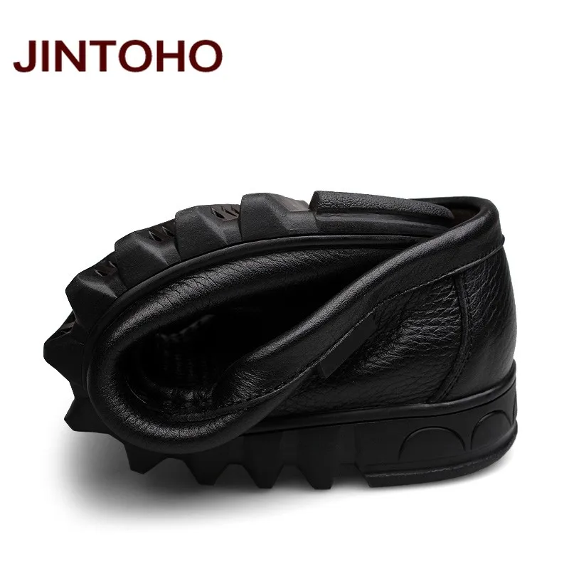 JINTOHO/Мужские модельные туфли; итальянская кожаная обувь; мокасины из натуральной кожи без застежки; лоферы; брендовая мужская обувь на плоской подошве; большие размеры 37-48