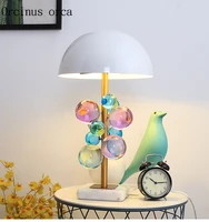 postmodern personality mushroom led table lamp reading room bedroom bedside lamp nordic stained glass decorative table lamp