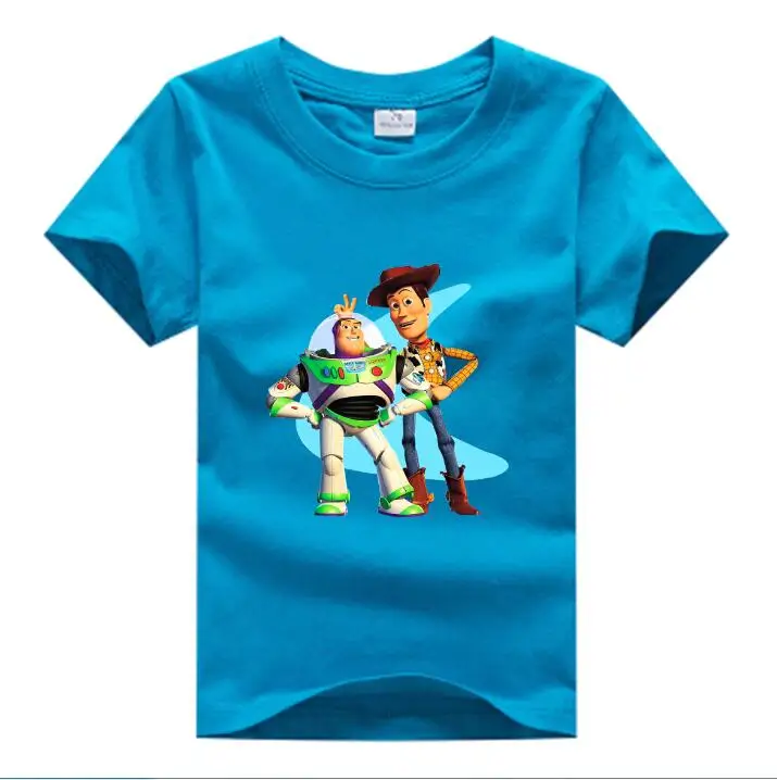 blue childreT-shirt Новая детская футболка классическая история игрушек мультфильма, персонаж Базз Лайтер/древесный 3d футболка для девочек/мальчиков Harajuku Повседневная футболка NN - Цвет: blue childreT-shirt