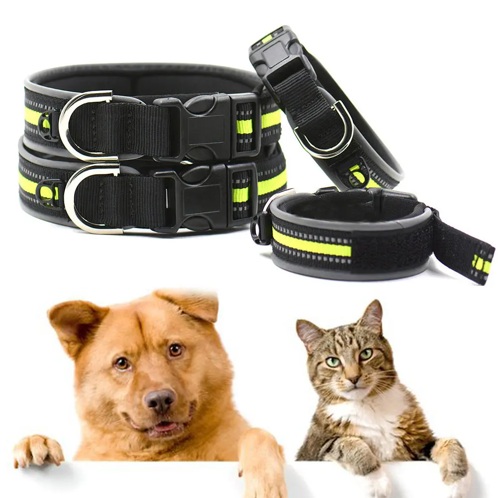 Ошейник для собак со светоотражающей полосой нейлоновый ошейник кошек и ночная