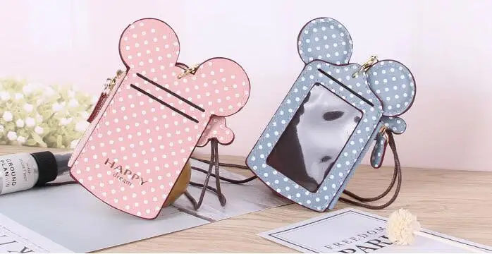 1 шт. мультфильм 12 цветов Микки Минни pu дети брелок шнур держатель удостоверения