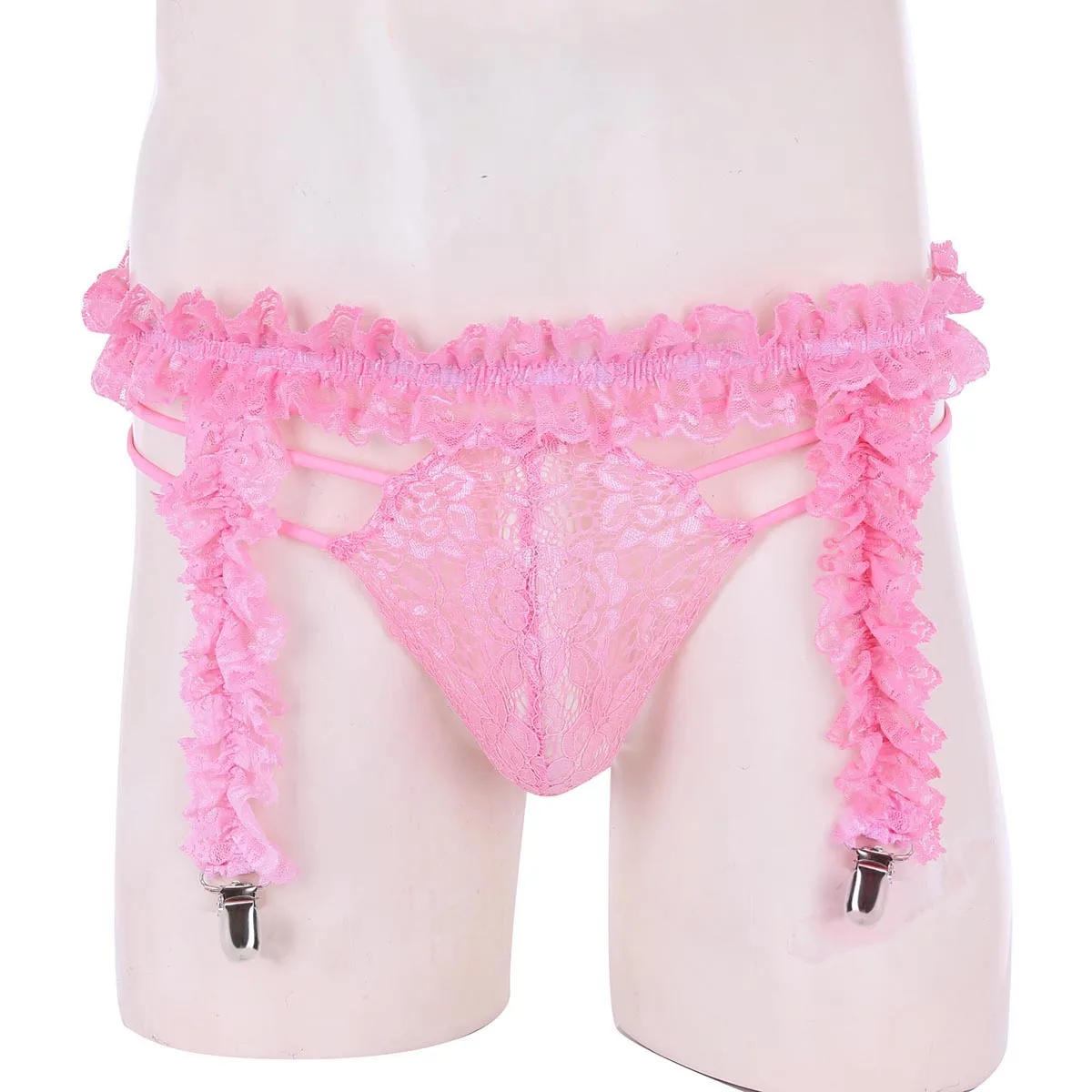 Мужские трусы трансвеститы нижнее белье 4 пояса с рюшами клипсами в виде сердца