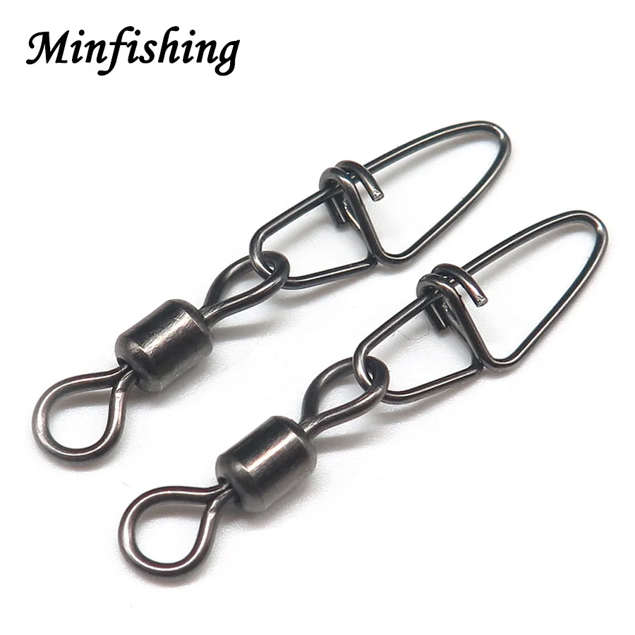 Minfishing 25 ~ 50 шт. Вертлюги рыболовные MS + SK Rolling поворотный с двойной оснастка Coastlock