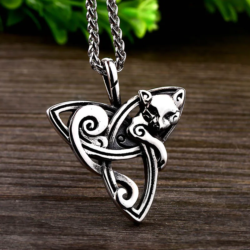 Стальной солдат викингов triquetra fenrir кулон ожерелье из нержавеющей стали Кошка