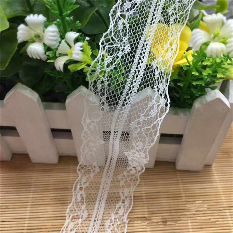 10 Meters 4cm White Polyester Strip Lace Edge Trim Ribbon Fabric Embroidered Applique Sewing Craft Crochet Wedding Dress Clothes | Дом и сад