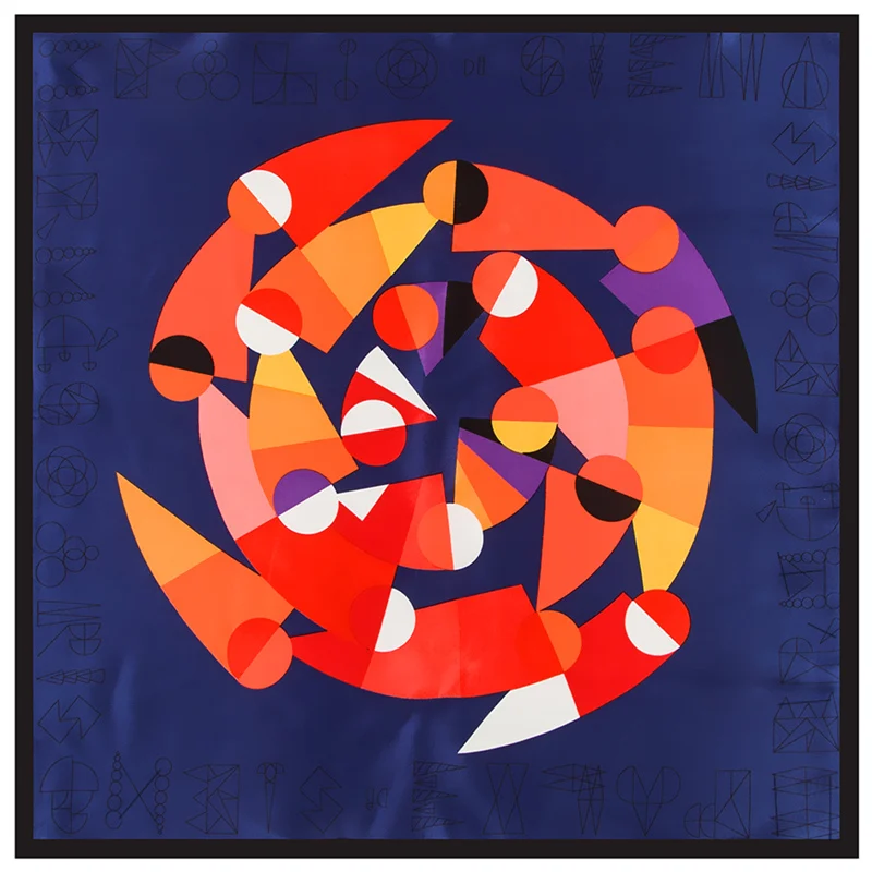 [POBING] 2017 Шелковый женский шарф с геометрическим принтом платок шейный бандана